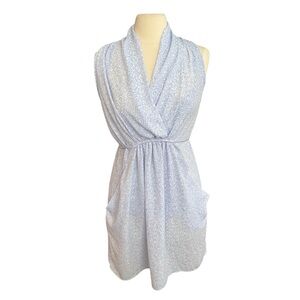 Bar lll Dress Sleeveless Blue White Tie Around Waist  Pockets Women's Medium